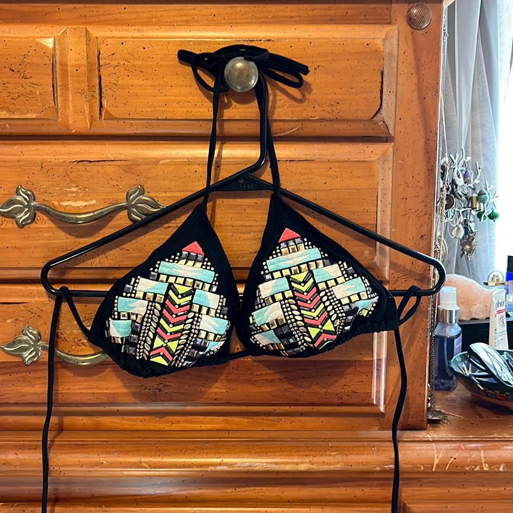 xhilaration black boho bikini top